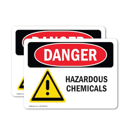 Signmission Hazardous Chemicals Danger Sign, Vinyl Decal, 10in W x 7in L, 2PK OS-2PACK-DS-D-710-L-1308